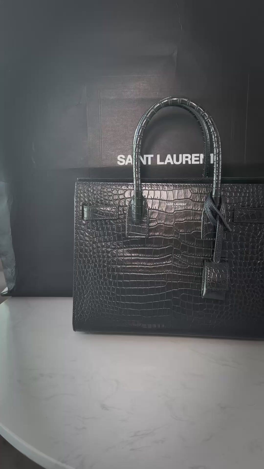 Saint Laurent Sac de Jour Croc-Embossed MEDIUM  Pre-OWNED